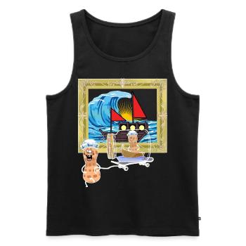Erdnuss Schiff Seefahrt Seemänner Flaschenpost - Männer Premium Bio Tank Top - Schwarz - Vorne - AI Model Male 178 light (178cm)