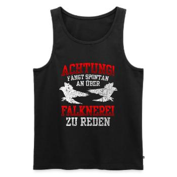 Falconer talking spontaneously hawking falconry - Men's Premium Organic Tank Top - black - Front - Michal (187cm)