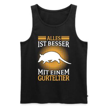 Armadillo Armadillo Everything better with armadillo - Men's Premium Organic Tank Top - black - Front - Michal (187cm)