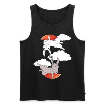 Bunny Bunnies Rabbit Umbrella Flying Dream - Men's Premium Organic Tank Top - black - Front - AI Model Male 178 light (178cm)
