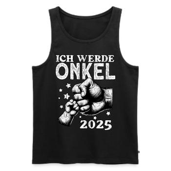 Je serai oncle en 2025 - Débardeur bio Premium Homme - noir - Devant - Michal (187cm)