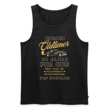 90. Geburtstag Oldtimer TOP ZUSTAND - Männer Premium Bio Tank Top - Schwarz - Vorne - Michal (187cm)