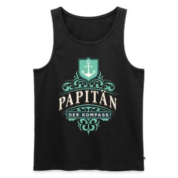 Papitän Anker Kapitän Vatertag - Männer Premium Bio Tank Top - Schwarz - Vorne - Michal (187cm)