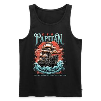 Papitän Papa Kapitän Vatertag Captain Anker Segler - Männer Premium Bio Tank Top - Schwarz - Vorne - Michal (187cm)