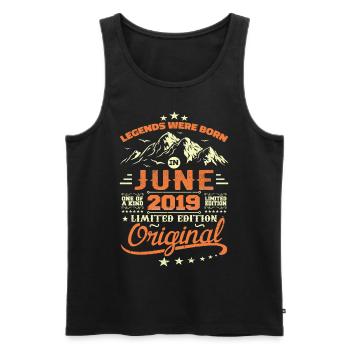 June 2019 Original Born In June 2019 Birthday - Men's Premium Organic Tank Top - black - Front - AI Model Male 178 light (178cm)