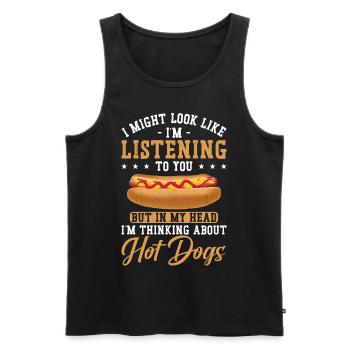Hot Dog Adult I Might Look Like - Männer Premium Bio Tank Top - Schwarz - Vorne - AI Model Male 178 light (178cm)