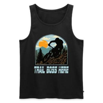 Downhill Mountainbike Mtb Mountainbiker Biking - Männer Premium Bio Tank Top - Schwarz - Vorne - AI Model Male 178 light (178cm)