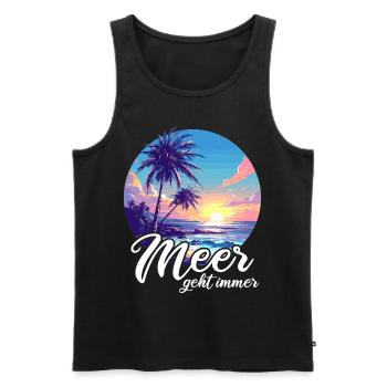 The sea always goes on holiday trips - Men's Premium Organic Tank Top - black - Front - Michal (187cm)