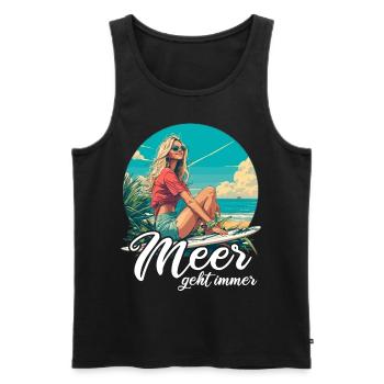 The sea always goes on holiday trips - Men's Premium Organic Tank Top - black - Front - Michal (187cm)