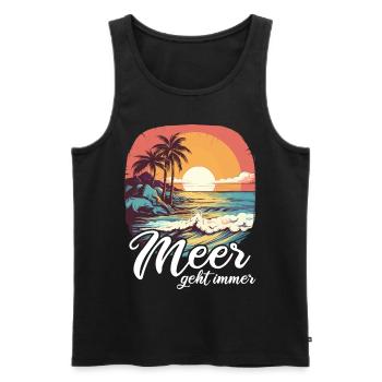 The sea always goes on holiday trips - Men's Premium Organic Tank Top - black - Front - Michal (187cm)