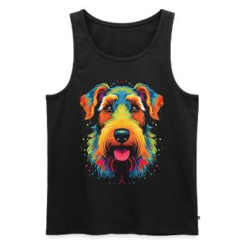 Airedale Terrier Dog Pop Art - Men's Premium Organic Tank Top - black - Front - AI Model Male 178 light (178cm)