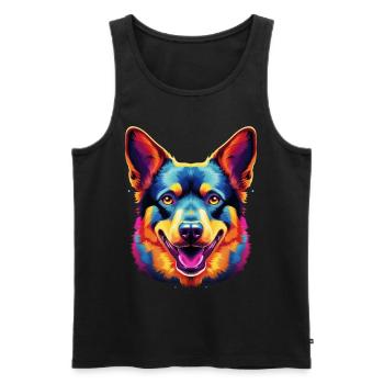Australian Cattle Dog Pop Art - Men's Premium Organic Tank Top - black - Front - AI Model Male 178 light (178cm)