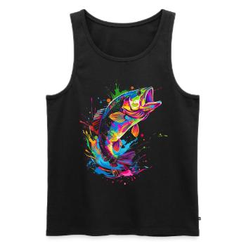 Bass Fishing Bass Fish Fisherman Pop Art - Men's Premium Organic Tank Top - black - Front - AI Model Male 178 light (178cm)