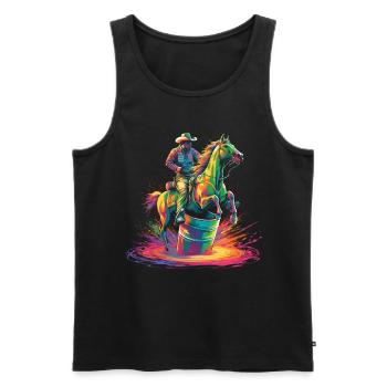 Barrel Racer Barrel Race Rodeo Pop Art - Men's Premium Organic Tank Top - black - Front - AI Model Male 178 light (178cm)