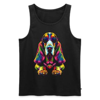 Basset Hound Dog Sunglasses Pop Art - Men's Premium Organic Tank Top - black - Front - AI Model Male 178 light (178cm)