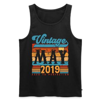 Mai 2019, Vintage-Geburtstagsgeschenk Mai 2019. - Männer Premium Bio Tank Top - Schwarz - Vorne - AI Model Male 178 light (178cm)