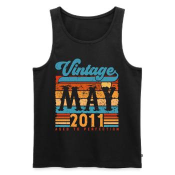 Mai 2011, Mai 2011 Vintage-Jubiläumsgeschenk. - Männer Premium Bio Tank Top - Schwarz - Vorne - Michal (187cm)