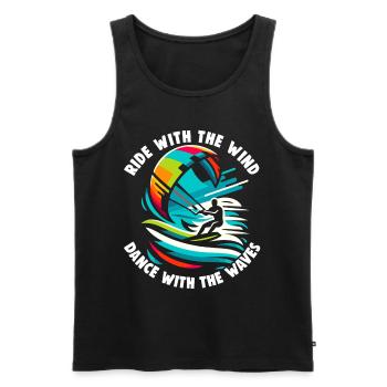 Kitesurfing Ride with the wind Kitesurfer - Men's Premium Organic Tank Top - black - Front - Michal (187cm)