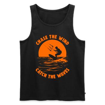 Kitesurfing Chase the wind catch the waves - Men's Premium Organic Tank Top - black - Front - Michal (187cm)
