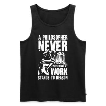 A Philosopher Never Sits Down at Work - Männer Premium Bio Tank Top - Schwarz - Vorne - AI Model Male 178 light (178cm)