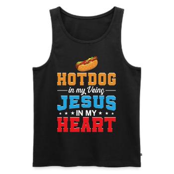 Hot Dog Adult Jesus Faith - Men's Premium Organic Tank Top - black - Front - Michal (187cm)