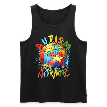 Autisme Autisme Autisme : Mon genre de normal - Débardeur bio Premium Homme - noir - Devant - Michal (187cm)