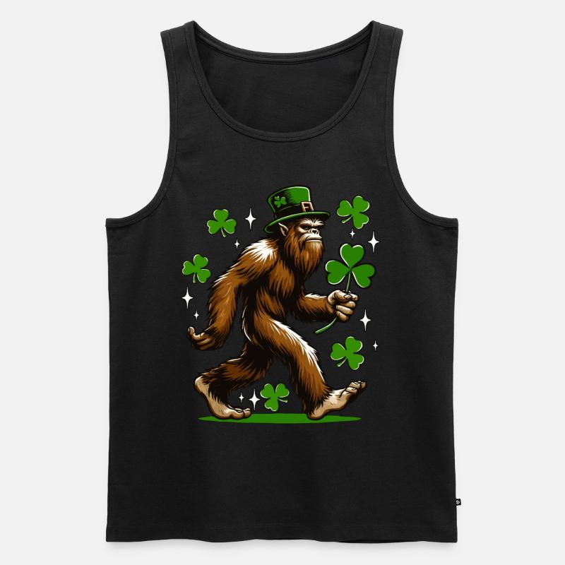 Bigfoot mit Kleeblatt - Männer Premium Bio Tank Top - Schwarz