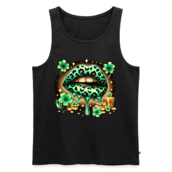 Irish Lips St Patricks Day - Men's Premium Organic Tank Top - black - Front - AI Model Male 178 light (178cm)
