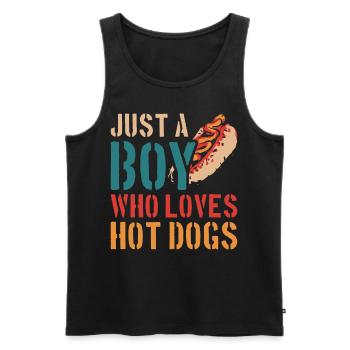 Hot Dog Adult Boy Just A Boy Who - Men's Premium Organic Tank Top - black - Front - AI Model Male 178 light (178cm)