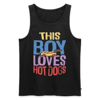 Hot Dog Adult Boy This Boy Loves - Men's Premium Organic Tank Top - black - Front - AI Model Male 178 light (178cm)