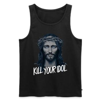 Jesus Kill Your Idol - Men's Premium Organic Tank Top - black - Front - AI Model Male 178 light (178cm)