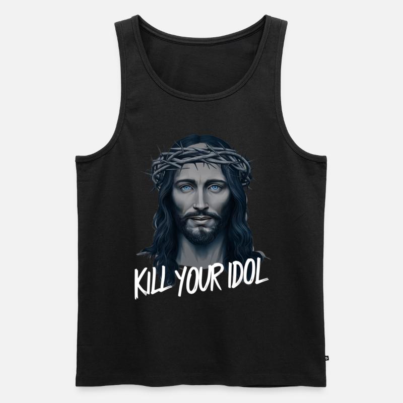 Jesus Kill Your Idol - Männer Premium Bio Tank Top - Schwarz
