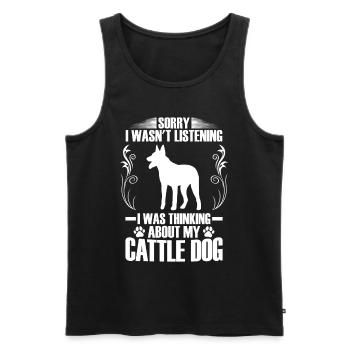 Pensé à Australian Cattle Dog Cattle Dog - Débardeur bio Premium Homme - noir - Devant - Michal (187cm)