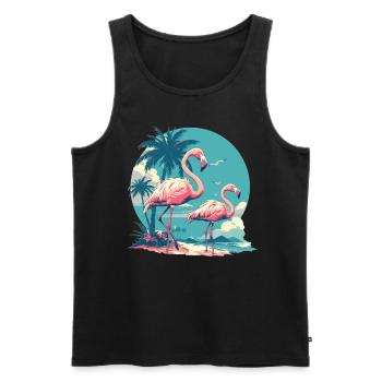 Flamingos Sunset Beach Ocean Flamingo - Men's Premium Organic Tank Top - black - Front - Michal (187cm)