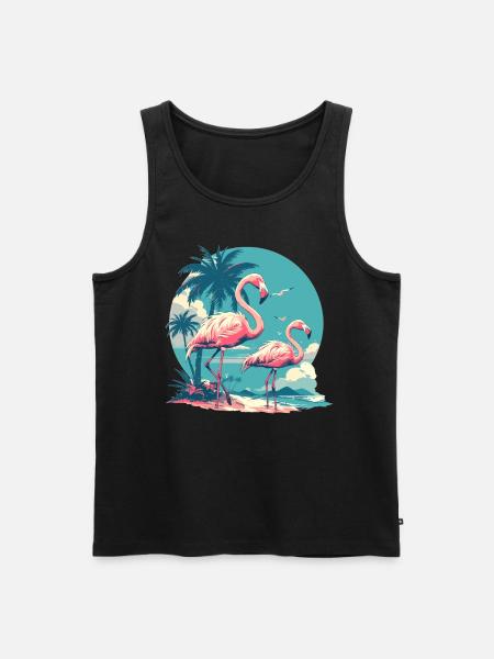 Flamingos Sunset Beach Ocean Flamingo - Men's Premium Organic Tank Top - black
