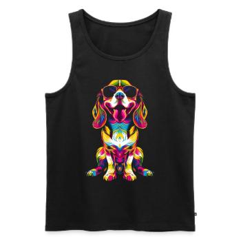 Beagle Hund Sonnenbrille Pop Art - Männer Premium Bio Tank Top - Schwarz - Vorne - Michal (187cm)