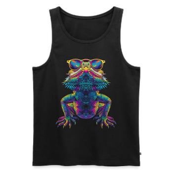 Bearded Dragon Lizard Reptile Sunglasses Pop Art - Men's Premium Organic Tank Top - black - Front - AI Model Male 178 light (178cm)
