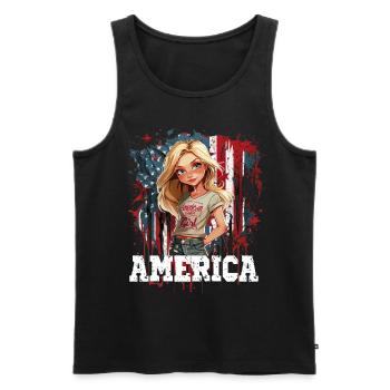 Patriotisches Amerikanisches Mädchen USA für - Männer Premium Bio Tank Top - Schwarz - Vorne - Michal (187cm)