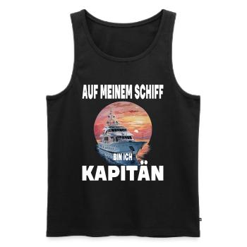 Auf meinem Boot bin ich Kapitän - Männer Premium Bio Tank Top - Schwarz - Vorne - Michal (187cm)
