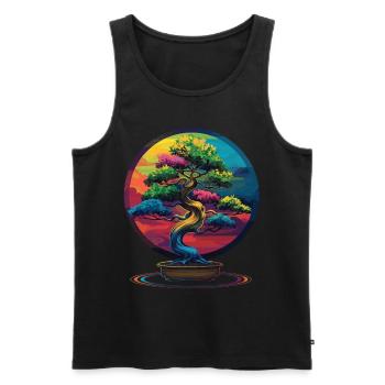Bonsai Tree Japanese Zen Pop Art - Men's Premium Organic Tank Top - black - Front - AI Model Male 178 light (178cm)