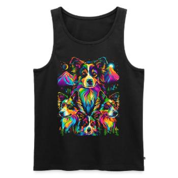 Border Collies Hund Bergwald Pop Art - Männer Premium Bio Tank Top - Schwarz - Vorne - AI Model Male 178 light (178cm)