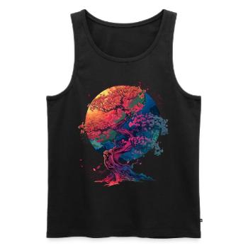Cherry Blossoms Japanese Flower Aesthetic Art - Men's Premium Organic Tank Top - black - Front - Michal (187cm)