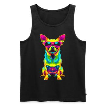 Chihuahua Hund Sonnenbrille Pop Art - Männer Premium Bio Tank Top - Schwarz - Vorne - Michal (187cm)