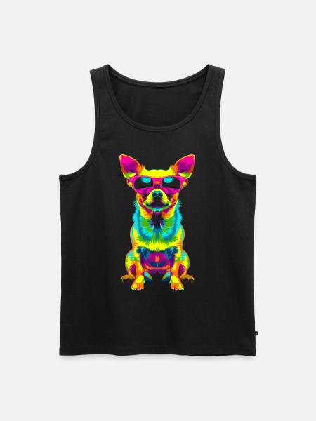 Chihuahua Dog Sunglasses Pop Art - Men's Premium Organic Tank Top - black