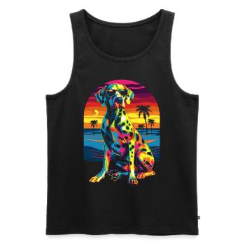 Lunettes de soleil pour chien dalmatien plage coucher de soleil - Débardeur bio Premium Homme - noir - Devant - AI Model Male 178 light (178cm)