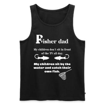 Fisher Dad - Papa Pêche - Aller à la pêche - Papa - Débardeur bio Premium Homme - noir - Devant - AI Model Male 178 light (178cm)