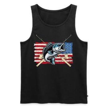 Poisson bar - Débardeur bio Premium Homme - noir - Devant - AI Model Male 178 light (178cm)