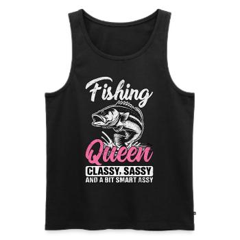 Fishing Queen cassy sassy and a bit sassy - Men's Premium Organic Tank Top - black - Front - Michal (187cm)