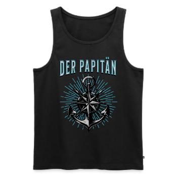 Papitän Papa Kapitän Vatertag Captain Anker Segler - Männer Premium Bio Tank Top - Schwarz - Vorne - Michal (187cm)