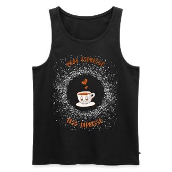 Espresso, Coffee, Kaffee, Latte, Geschenkidee, Fun - Männer Premium Bio Tank Top - Schwarz - Vorne - Michal (187cm)
